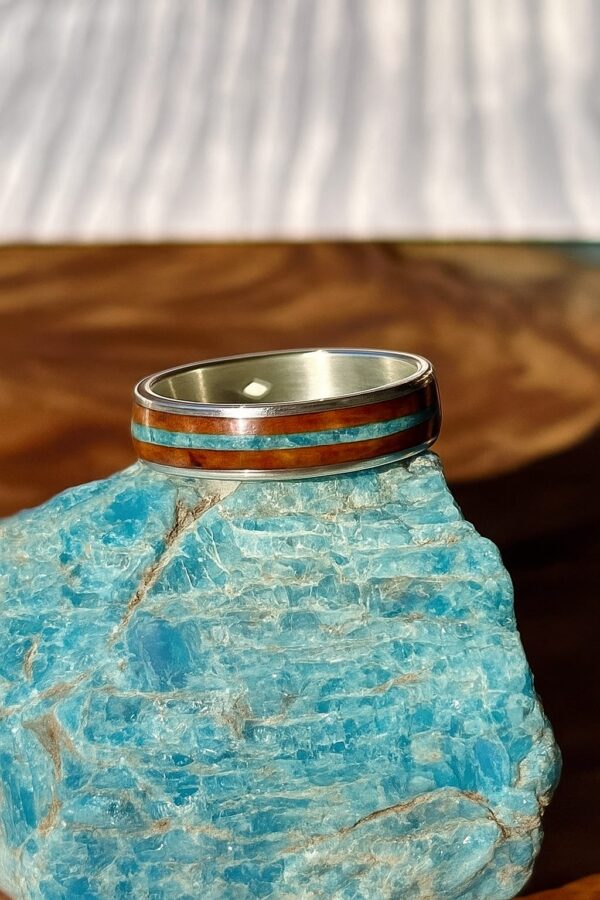 Pierre Apatite bois loupe d'amboine