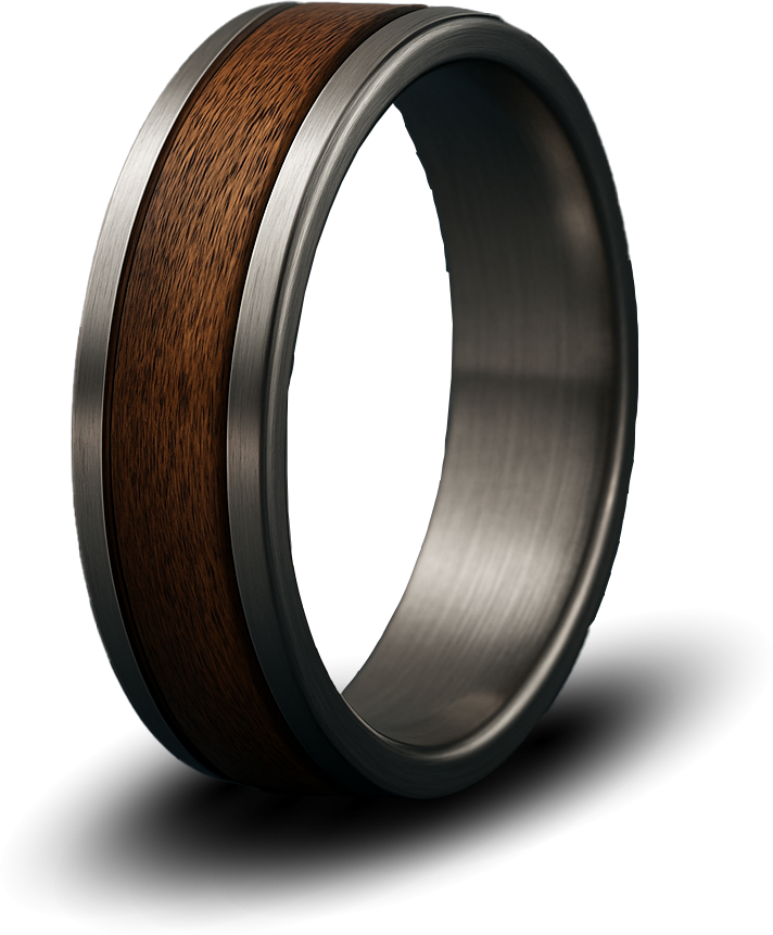 bague homme acier bois