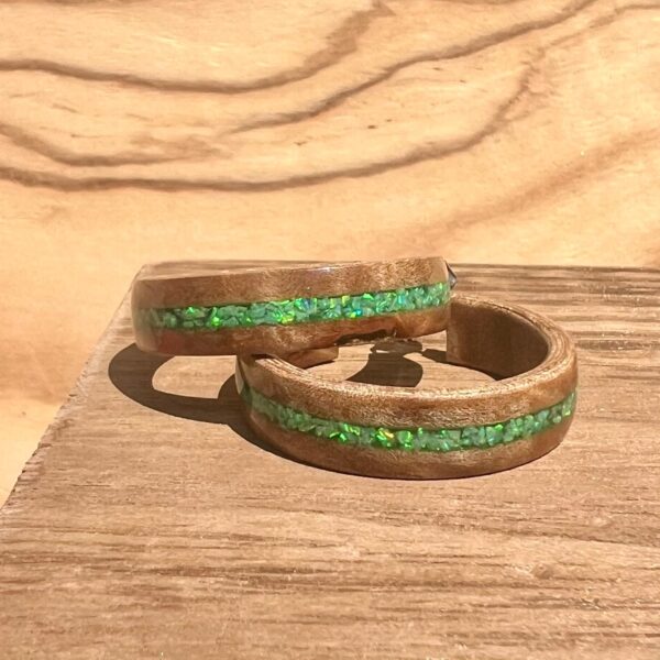 7 Loupe d'amboine + opale vert de mer