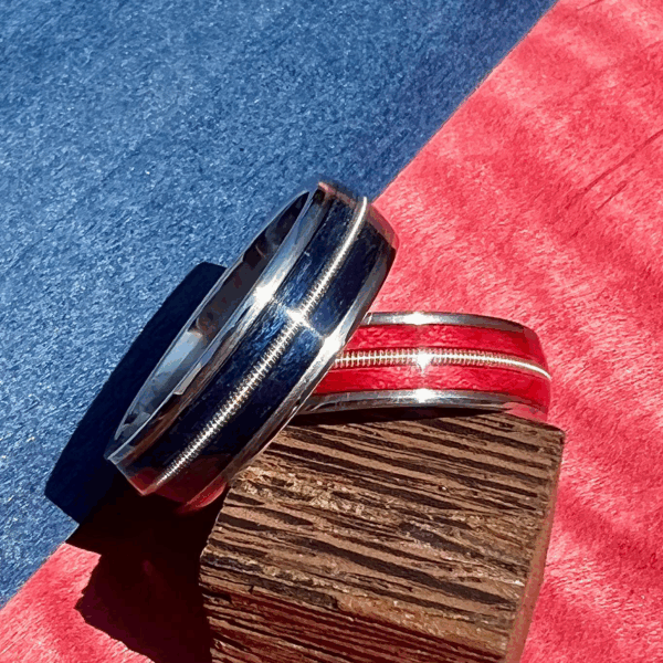 Duo Tulipier bleu nuit érable ondé rouge + corde