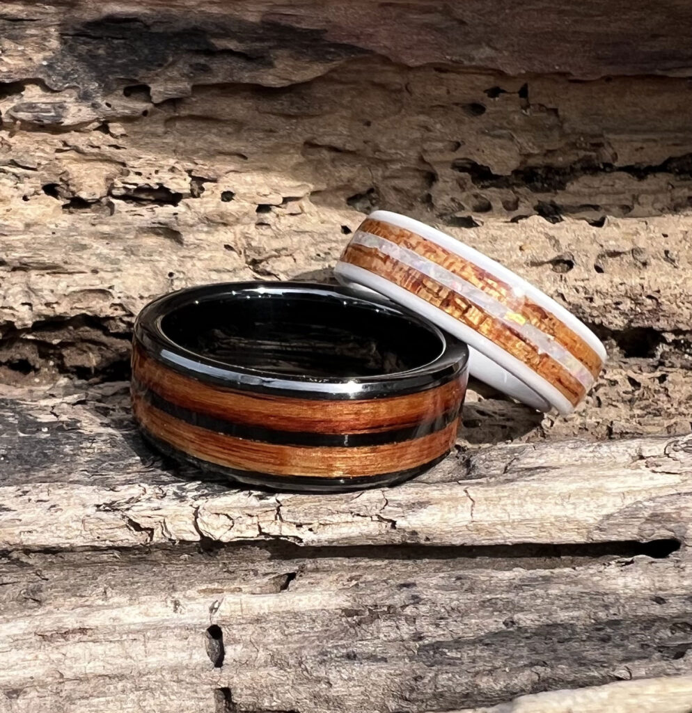 bague ceramique noire blanche